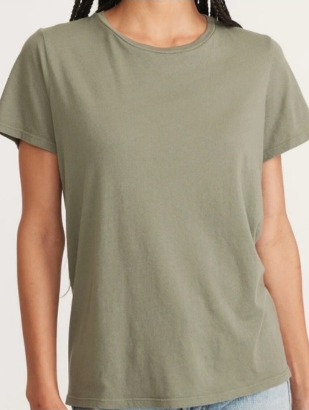 Marine Layer T Shirt Women's 100% Cotton Easy Crew Soft Relaxed Olive Army S